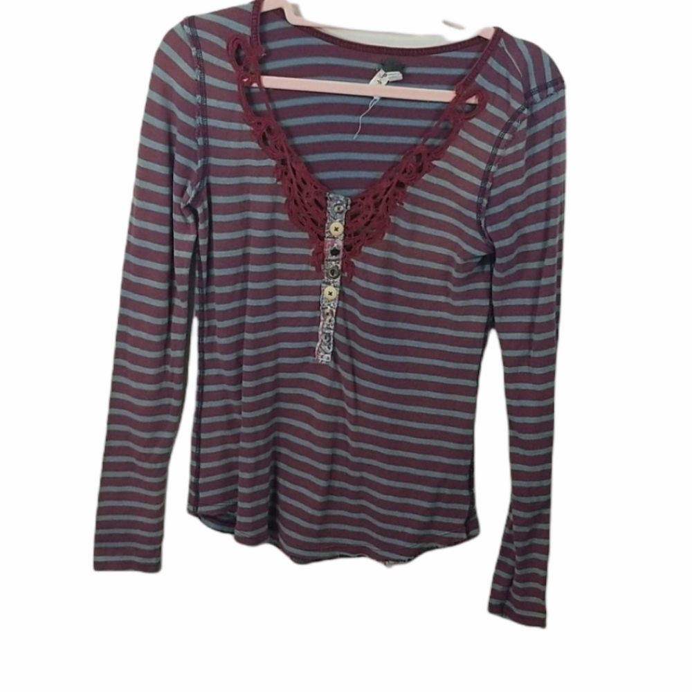 We The Free People Call Back Striped Henley S - Picture 2 of 9
